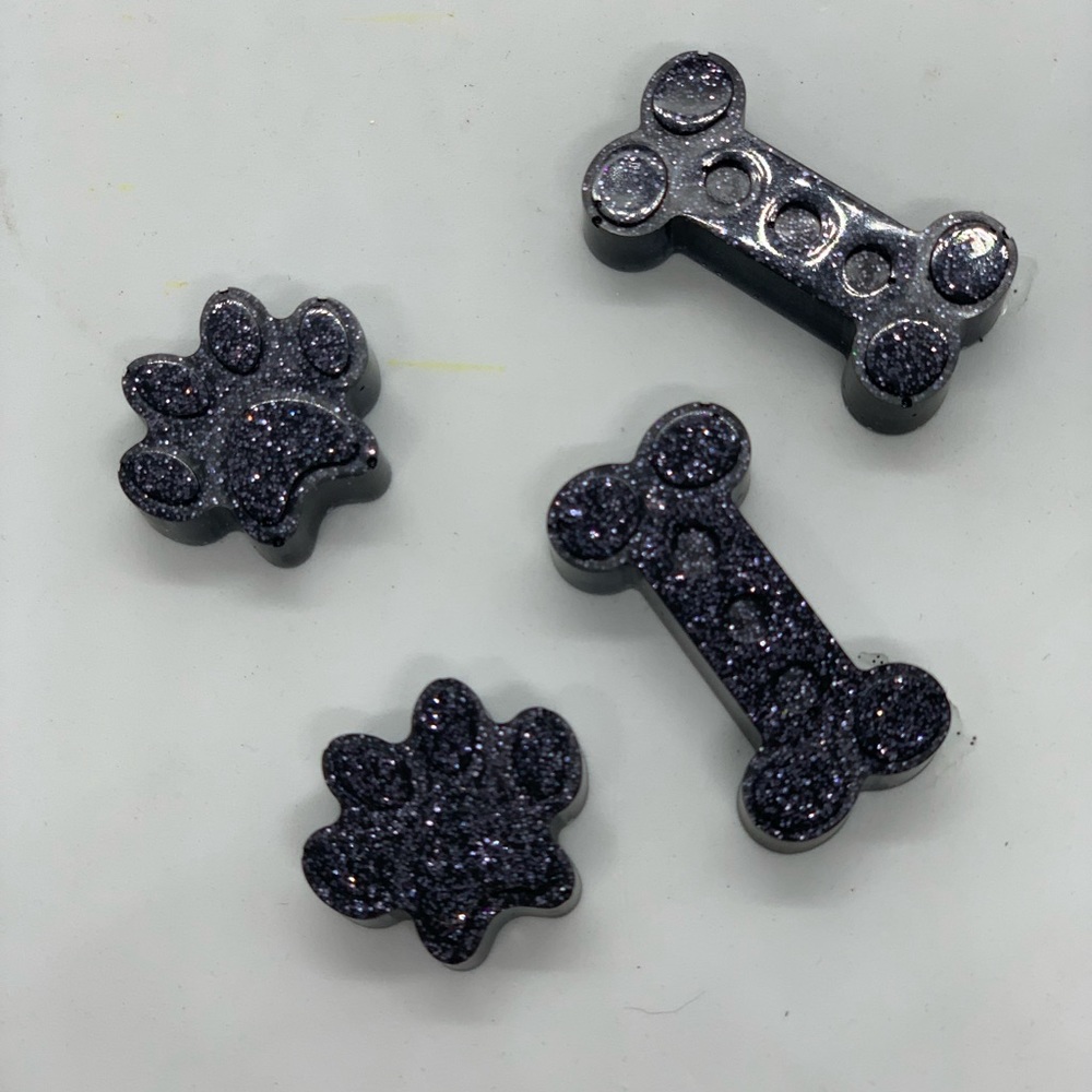Puppy Dog Paw Print Dog Bone Glitter Magnets Set of 4 Bundle and Save!